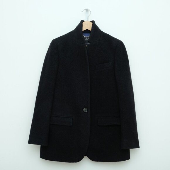 J Crew Boiled Wool Leighton Blazer Jacket Black Size 8 BA536 - Picture 1 of 8